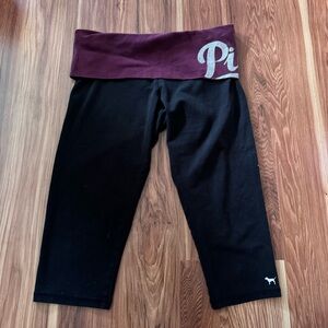 Pink Black and Maroon Capri Leggings